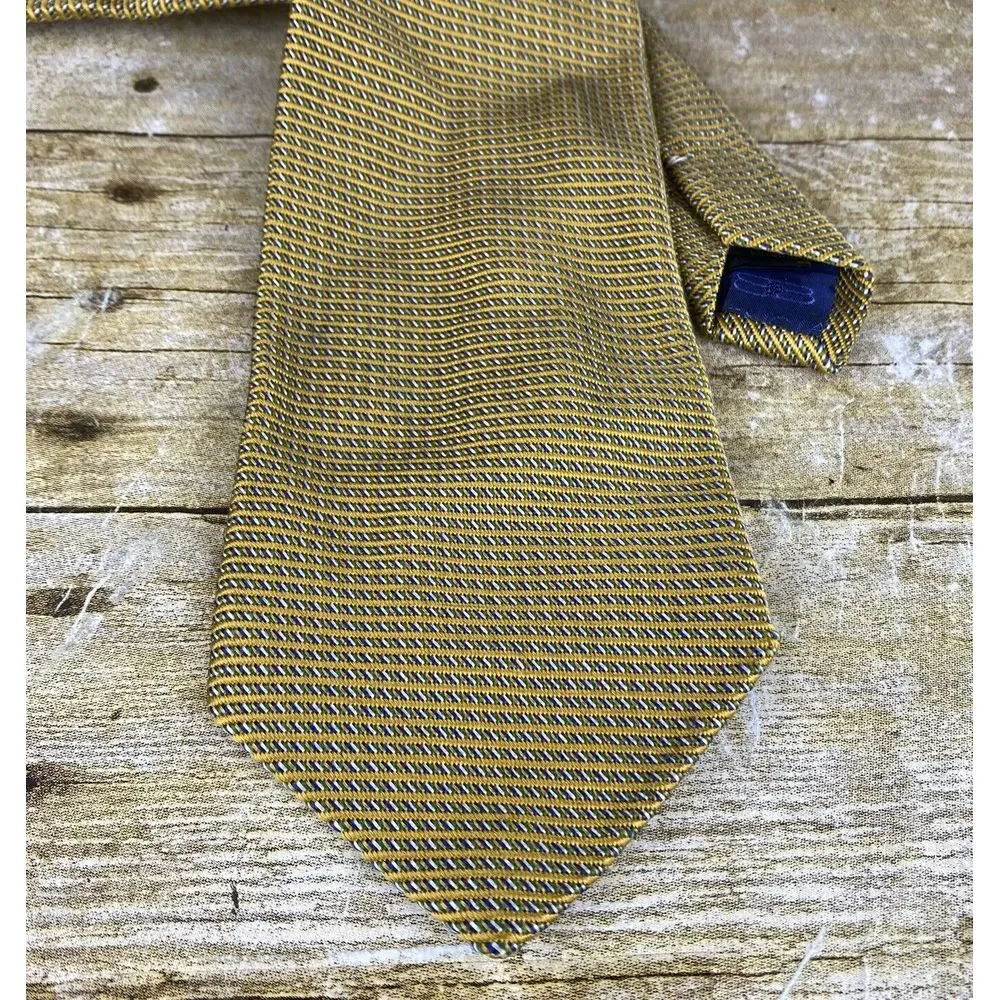 Balenciaga‎ Pour Homme Neck Tie Gold Stripe Silk Cotton Blend Italy
